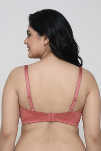 Zivame True Curv Jacquard Double Layered Non Wired 3/4th Coverage Tshirt Bra - Faded Rose — thumbnail 3